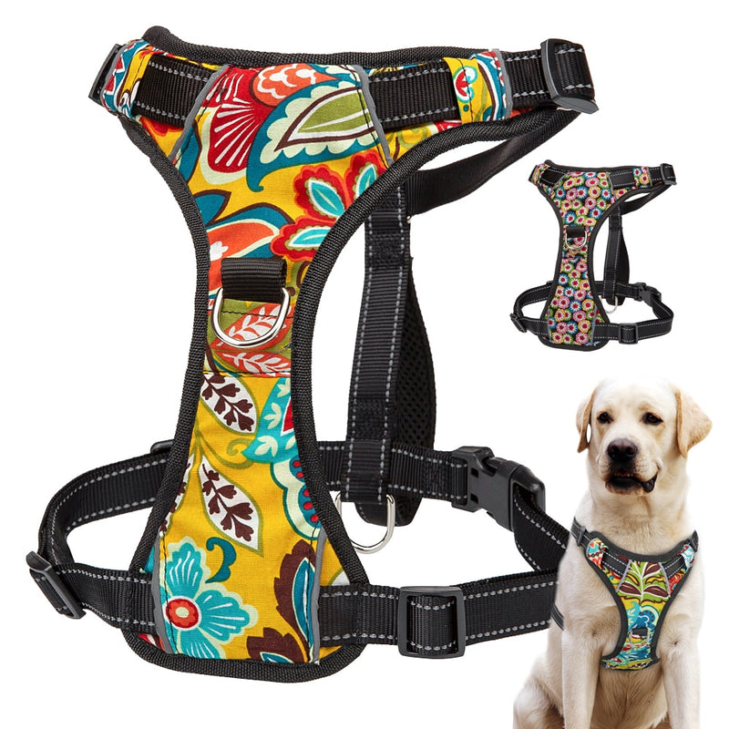 Nylon Harness for Dogs Quick Control Pet Harness Reflective Adjustable Vest No Pull  For Medium Large Dogs Walking XS-XL