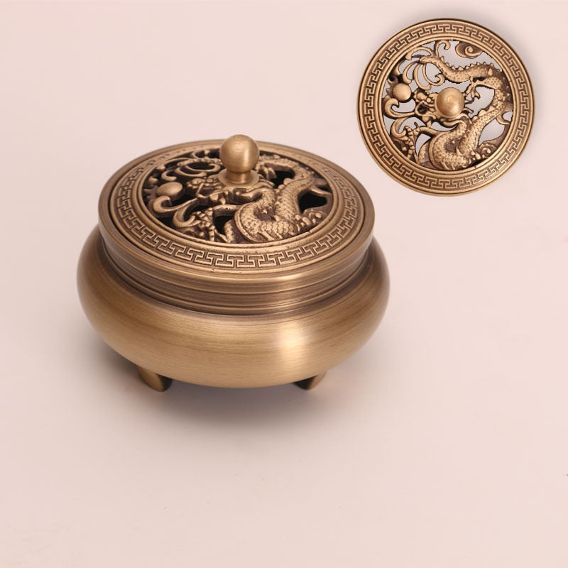 Quemador de incienso de tres patas de artesano de cobre, placa de estufa Zen Xuande, quemador de sándalo, quemador de incienso puro