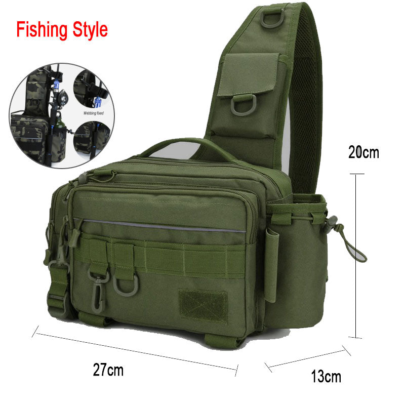 Fishing Tackle Bag Single Shoulder Crossbody Bags Waist Pack Fish Lures Gear Utility Storage Fishing Box Bag Tactical Bag XA232G