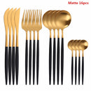 Black Tableware Forks Knives Spoons Cutlery Dinner Set Stainless Steel Cutlery Set Kitchen Flatware Set 16Pcs Luxury Dinnerware