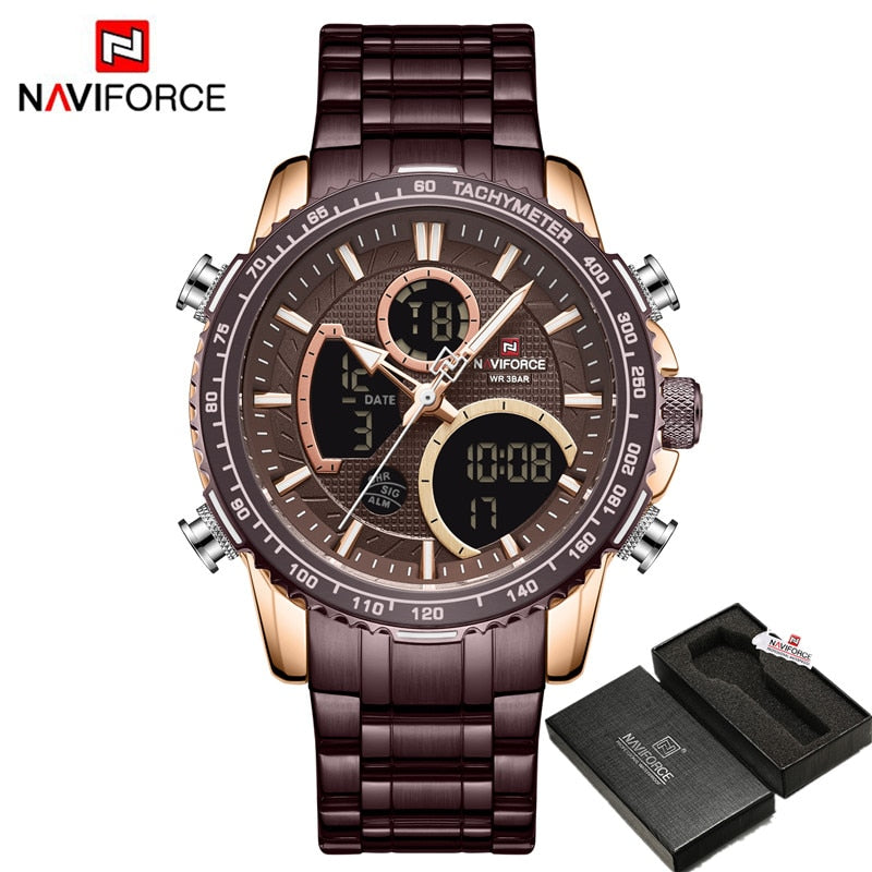 Reloj NAVIFORCE para hombre, relojes deportivos digitales de marca de lujo, reloj de pulsera de cuarzo para hombre, reloj luminoso resistente al agua para hombre, reloj Masculino