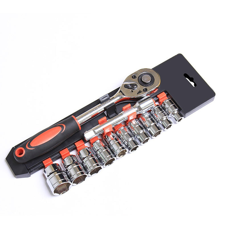 12Pcs 1/4 3/8 1/2 Inch Ratchet Socket Wrench Set Multi-function Spanner Bicycle Motorcycle Car Repairing Tool Set