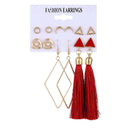 2020 Vintage Women Drop Earrings Set Bohemia Acrylic Tassel Pearl Alloy Long Pendant Earrings Geometric Jewelry Party Gift