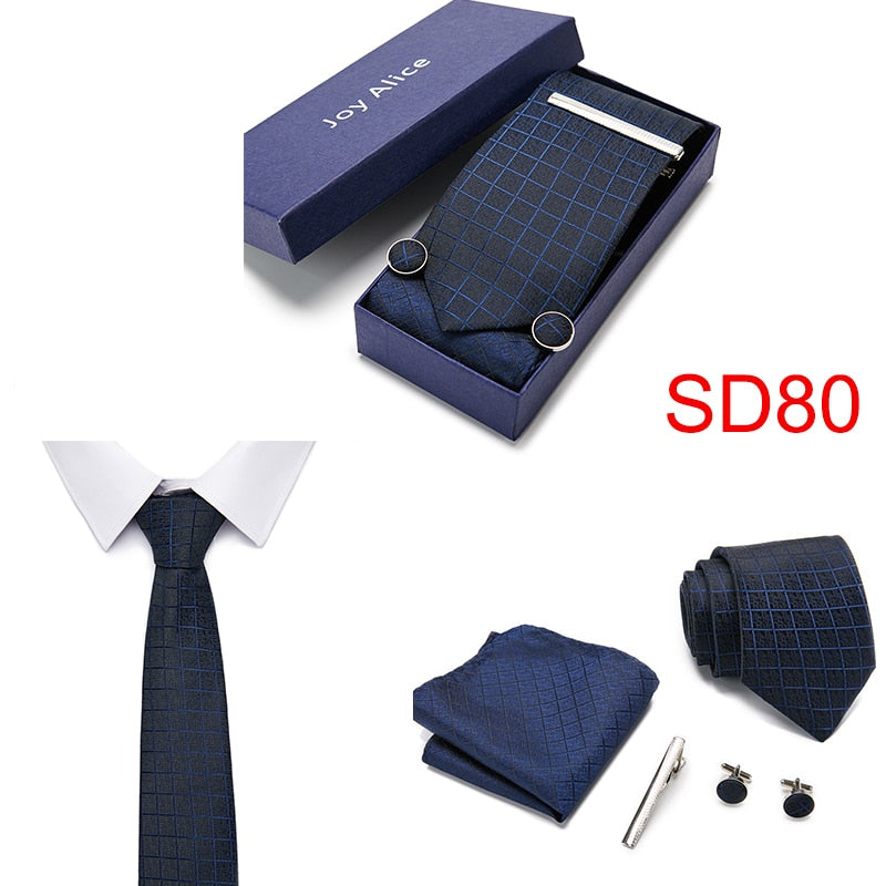 Gift Box 38 styles Tie Set Hanky Cufflinks With Gift Box Jacquard Woven Neckties Set For Men Wedding Party Lots of  accessories