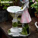 Figura de ángel de resina escultura Hada de las flores decoración Solar corona estatua de niña al aire libre Villa patio jardinería adornos de paisaje