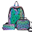 ¡Novedad de 2022! Mochila luminosa para la escuela, conjunto para hombres y mujeres, mochila con entramado para mujer, bolsos de hombro holográficos, monedero, mochila