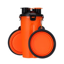 Botella de agua plegable portátil 2 en 1 para mascotas, contenedor de comida con cuenco plegable de silicona para mascotas, cuenco para viajes al aire libre, comedero para perros y gatos