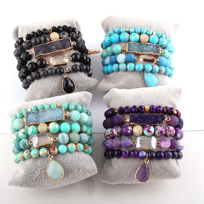 RH New Designer Empire Stones Perlenarmband Naturstein Dorp Charms 5pc Armbänder Sets für Frauen Schmuck DropShip