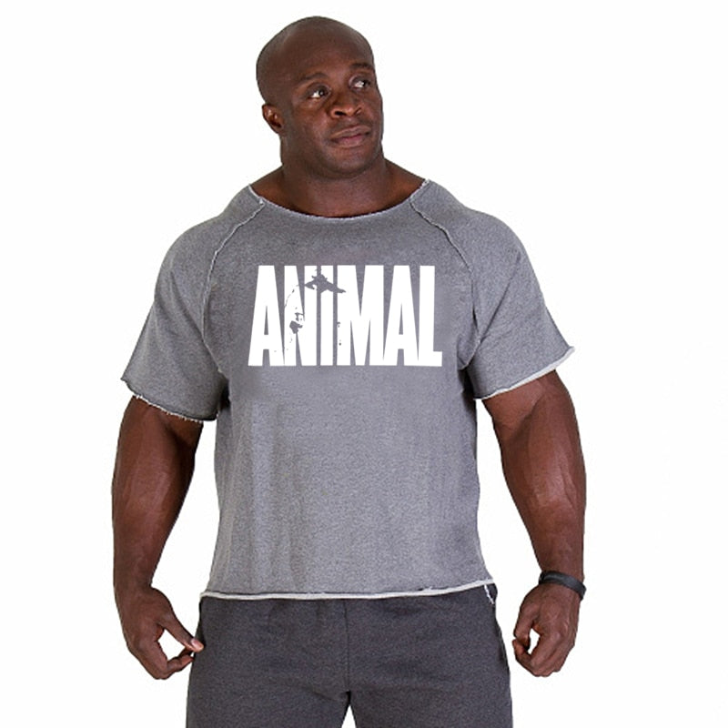 ANIMAL New Men Short Sleeve Cotton t-shirt Summer Casual Fashion Gym Fitness Bodybuilding T shirt Male Loose Tees Tops Clothing