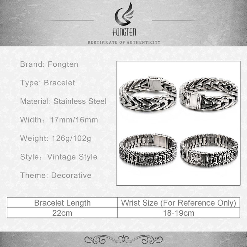 Fongten Retro Personalize Men Bracelet Hip Hop Chain Stainless Steel Charms Cuff Bangle Bracelets Jewelry 2020