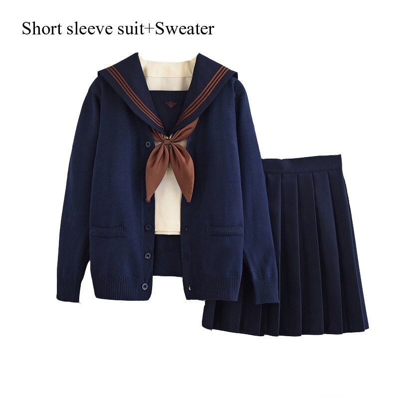 School girl Uniform Japanese Class Navy Sailor School Uniforms Students Clothes For Girls Anime COS Sailor Navy Suit beige