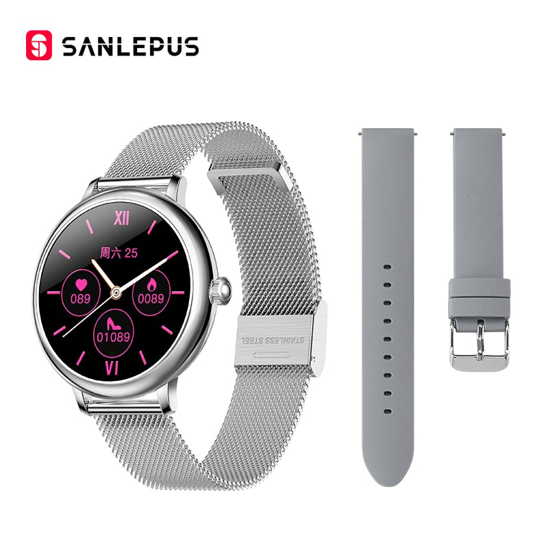 2022 SANLEPUS, reloj inteligente elegante para mujer, reloj de pulsera resistente al agua de lujo, reloj inteligente informal de acero inoxidable para chicas para Android iOS