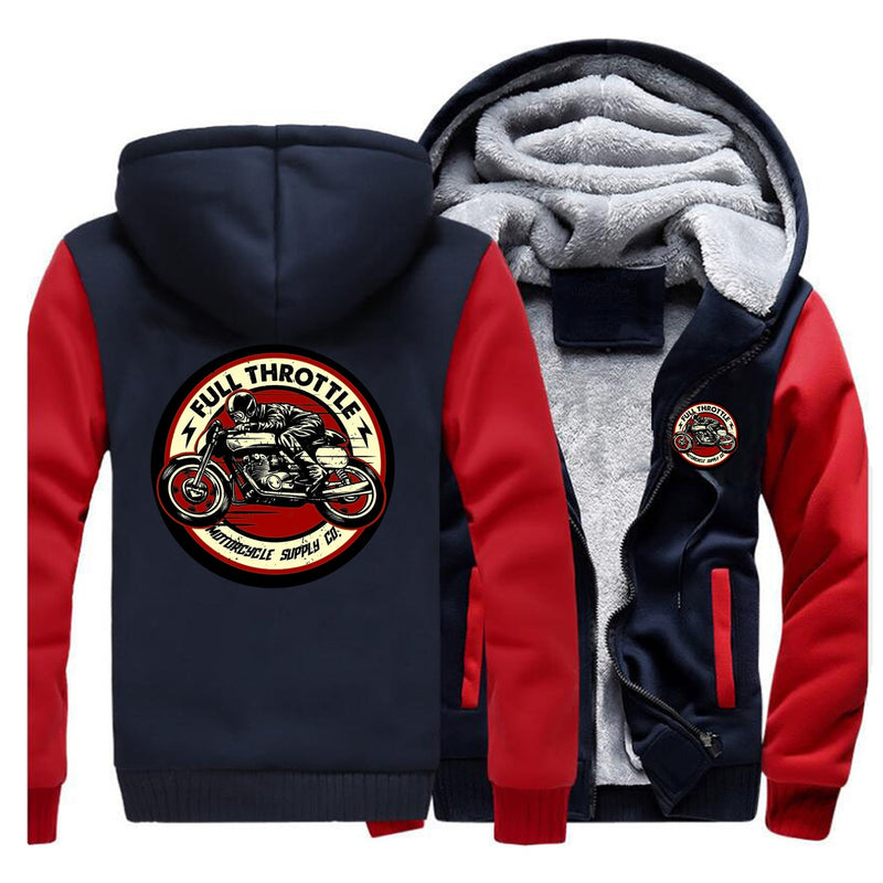 2022 invierno hombres sudadera gruesa Full Throttle Cafe Racer Rockabilly Biker chaqueta con cremallera polar cálido hombres espesar sudaderas con capucha