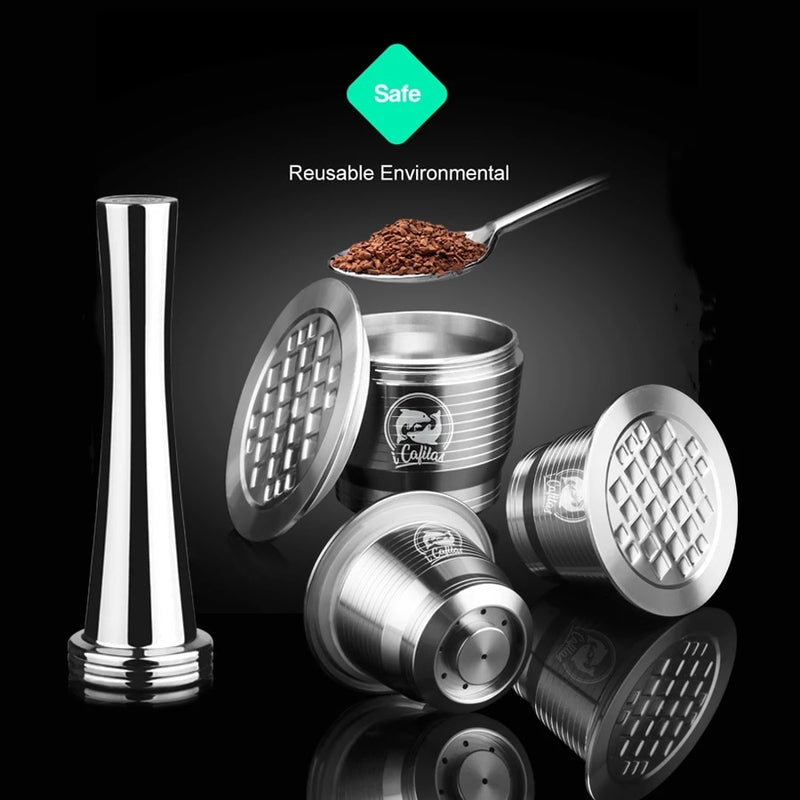 Filtro de café reutilizable ICafilas para máquina Nespresso con cápsula de acero inoxidable Tamper para Nospresso