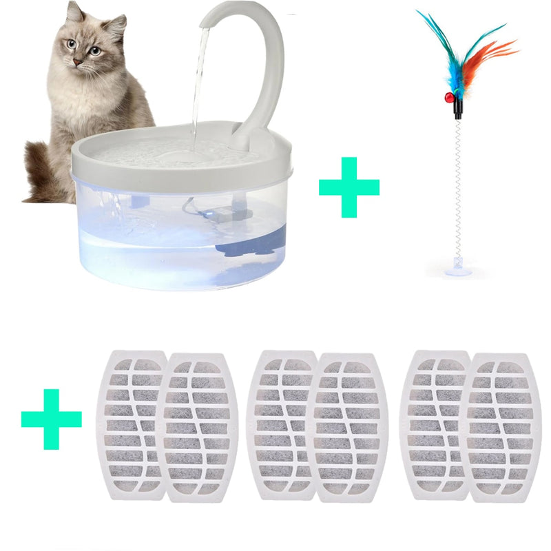 Fuente de agua para mascotas, apagado automático cuando falta agua, dispensador de agua para pájaros, bebedero automático para perros, 2L con luz LED