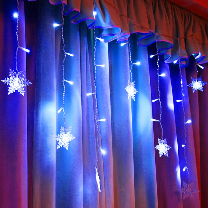 Outdoor Xmas Snowflake LED String lights Flashing Lights Curtain Light Waterproof Holiday Party Connectable Wave Fairy Light D30