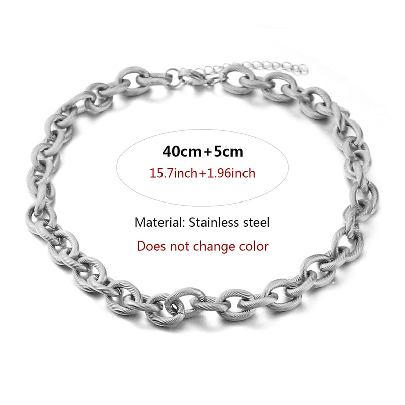 12 mm Edelstahl Miami Cuban Thick Choker Halskette Punk Charm Chunky Heavy Metal Halskette Armband für Männer Frauen Schmuck