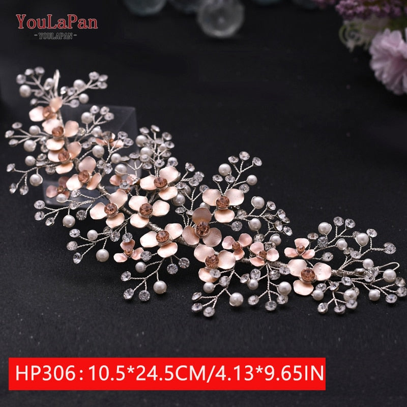 YouLaPan HP312 Bridal Hair Pieces Bridemaids Head Pieces Crystal Headbands for Women Jeweled Hair Accessories Rhinestone Tiara