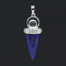KFT Natural Healing Crystal Quartz Cone Shape Amethysts Stone with Round Beads Pendulum Stone Pendant Amulet Jewelry