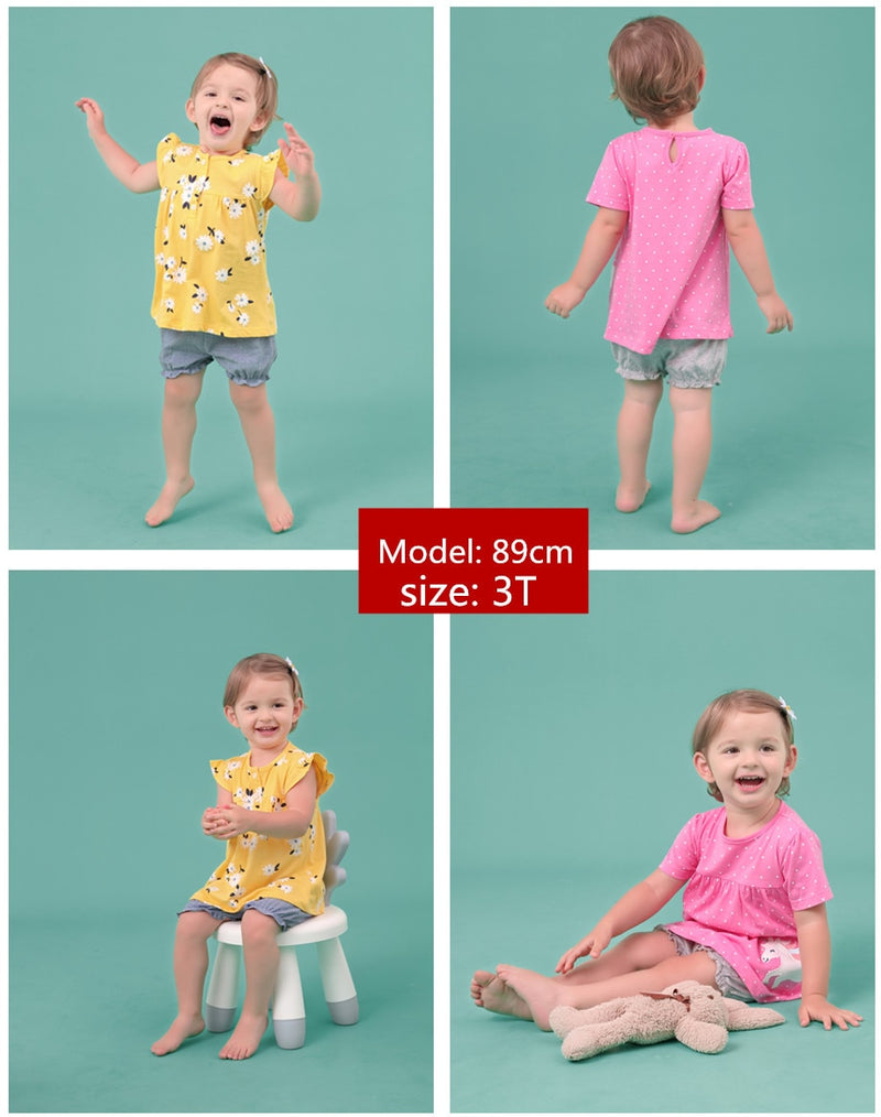 Summer Dresses 2023 Baby Girl Clothing Set Cotton Home For Baby Girl Clothes , 15 Colours Short Unicorn Infant Clothing Suit