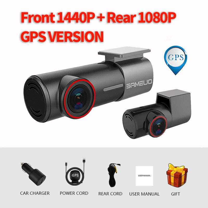 SAMEUO U700 cámara de salpicadero cámara frontal y trasera grabadora QHD 1944P coche DVR con 2 cámaras dashcam WiFi Video grabadora 24H Monitor de estacionamiento