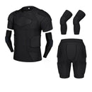 Men Sports Kneepad Elbow Shock Guard Compression Padded Shorts Shirt Vest Set Soccer Basketball Protective Gear Chest Rib Guards