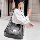 2021 spring new female bag luxury designer multi-function shoulder bag large capacity soft leather handbag double zipper bag sac