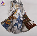 [BYSIFA] New Luxury Pure Silk Scarf Shawl Women Spring Autumn Long Scarves Ladies Brand 100% Silk Neck Scarf Foulard 175*52cm