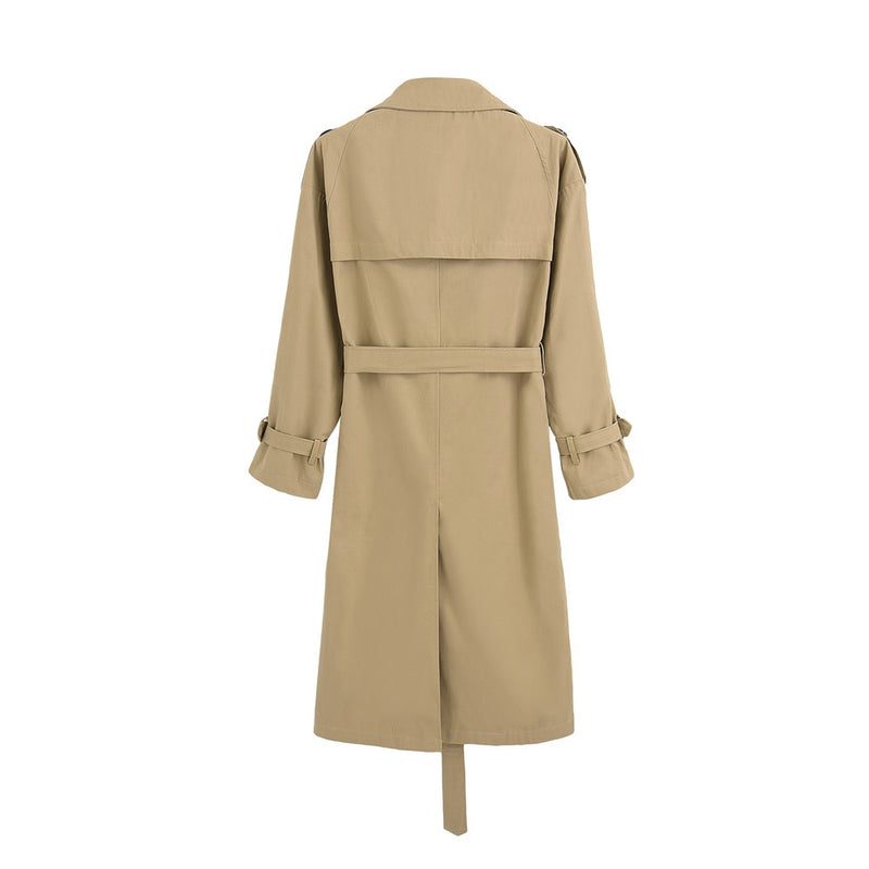 Fashion Brand New Women Trench Coat Long Double-Breasted Belt Blue Khaki Lady Clothes Autumn Spring Outerwear Oversize Quality