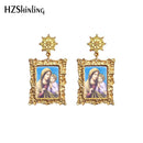 2020 pendientes colgantes antiguos Madre de Dios Virgen María pinturas Retro cabujón de cristal colgantes de Mandala joyería para mujer