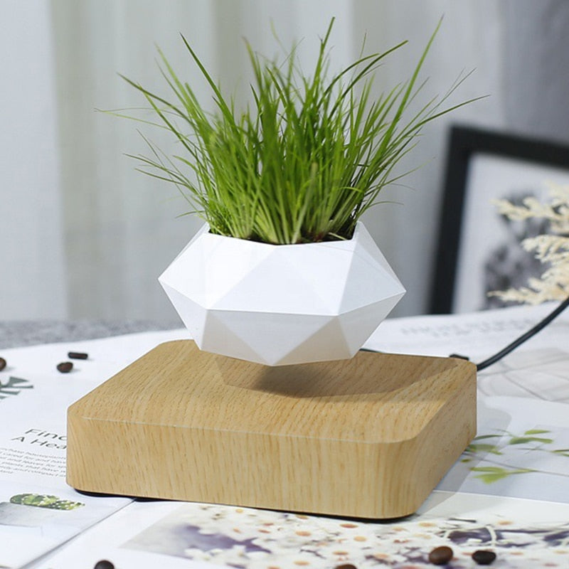 Schwimmender geometrischer magnetisch schwebender Blumentopf Bonsai Kreativer Luftbefeuchter Selbstbewässernder Pflanzer Home Office Desk Decor DHL