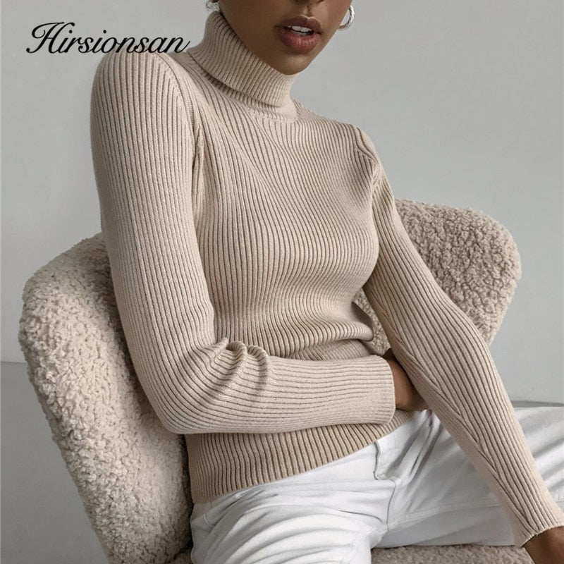 Hirsionsan Elegant Basic Knitted Sweater Women 2020 Bottoming Skinny Female Warm Knitwear Casual Pullovers Ladies Solid Jumper