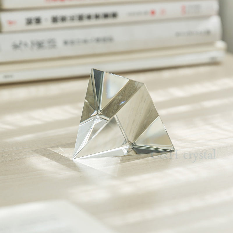 8CM K9 AAA Crystal Glass Pyramid Paperweight natural stone and 3.1inch minerals crystals Fengshui Figurine For Home Office Decor