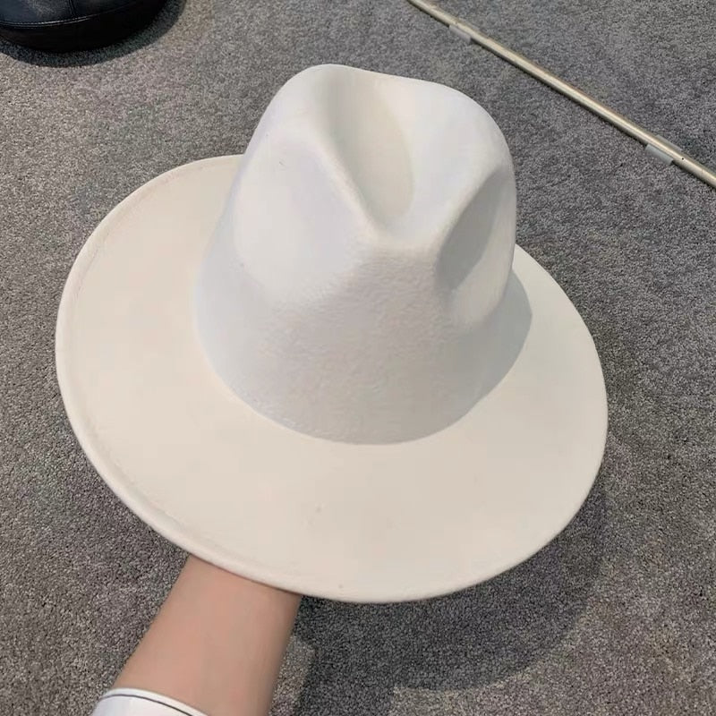 Eleganter Wollfilzhut, weißer Fedora mit breiter Krempe, für Hochzeit, Kirchenhut, Fedora-Hut, Dame, Winter, Floppy, Sombrero, Mujer, Fascinator, Mütze