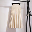 Falda Midi de punto escolar coreana TIGENA, moda para mujer, Otoño Invierno 2021, Falda plisada de cintura alta informal hasta la rodilla, verde para mujer