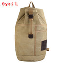 Male Tactical Bucket Canvas Backpack Letter Printing Large Capacity Military Army Bags Outdoor Travel Climbing Round Bag XA678WD