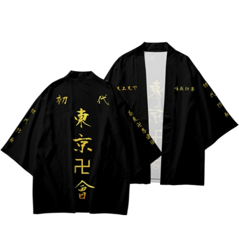 Anime Tokyo Avengers Cosplay T-shirt Cloak of Draken Manji Gang for Summer Haori Kimono Tee Men Short-sleeve