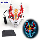 Máscara de zorro japonés con decoración de Anime Expro, máscara de Cosplay con luz Led de neón, máscara Led para fiesta de Halloween, baile, DJ, día de pago, accesorios para disfraces