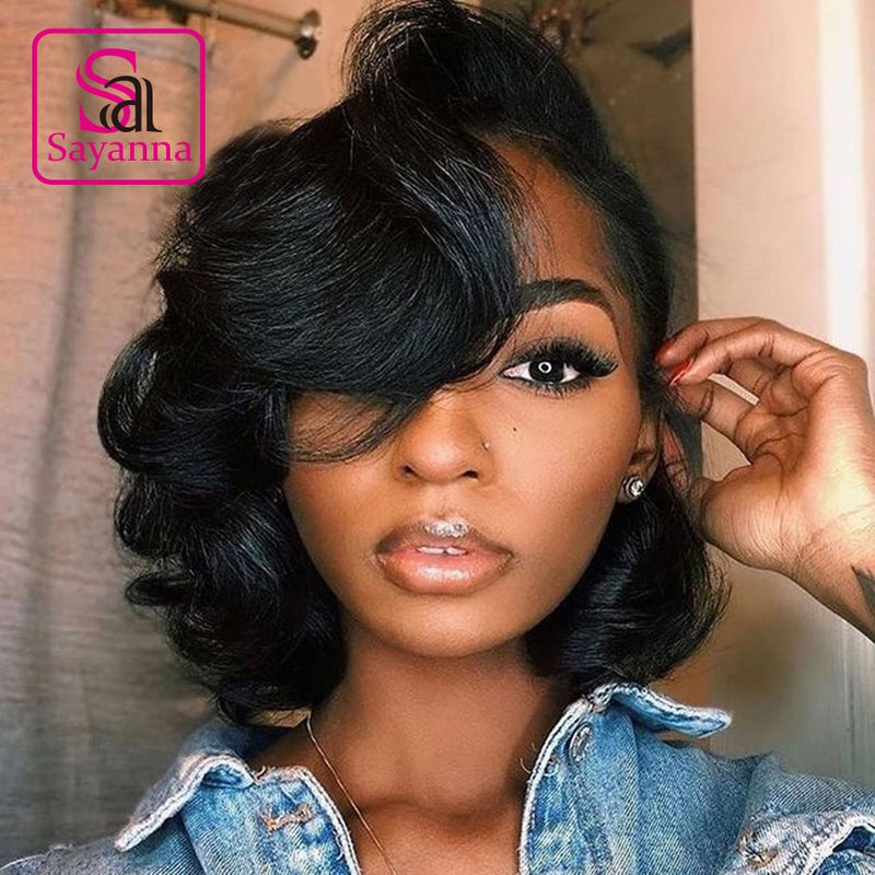 HD Lace Frontal Wigs For Women Short Bob Wig 13X4 Lace Front Human Hair Wigs With Baby Hair Brazilian Wavy Bob Wigs Pre Plucked