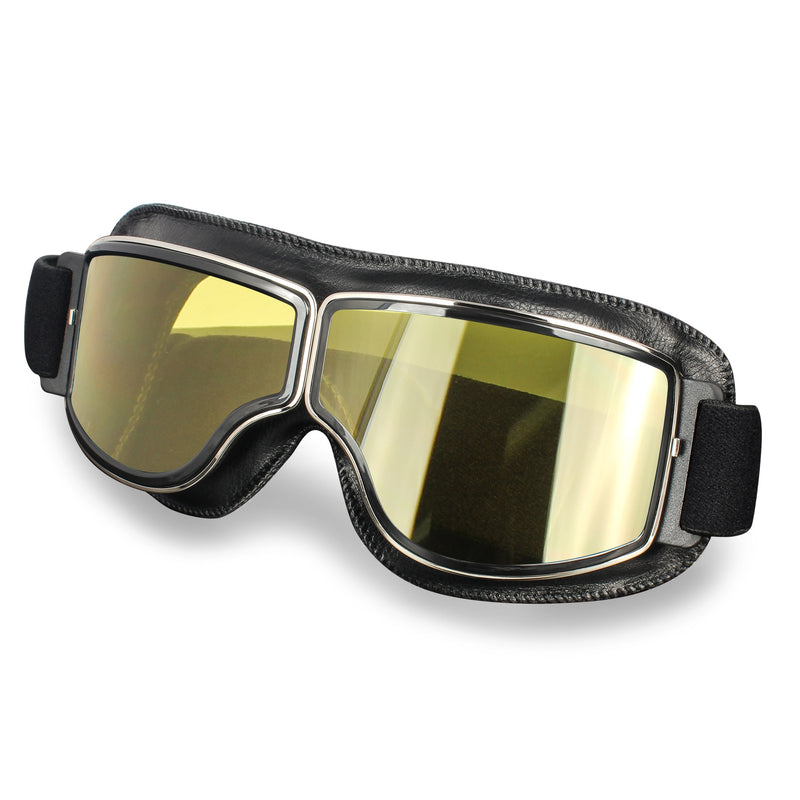 Vintage Motorradhelm Brille Blendschutz Winddicht Leder Damen Mann Brille Steampunk Schutzbrille