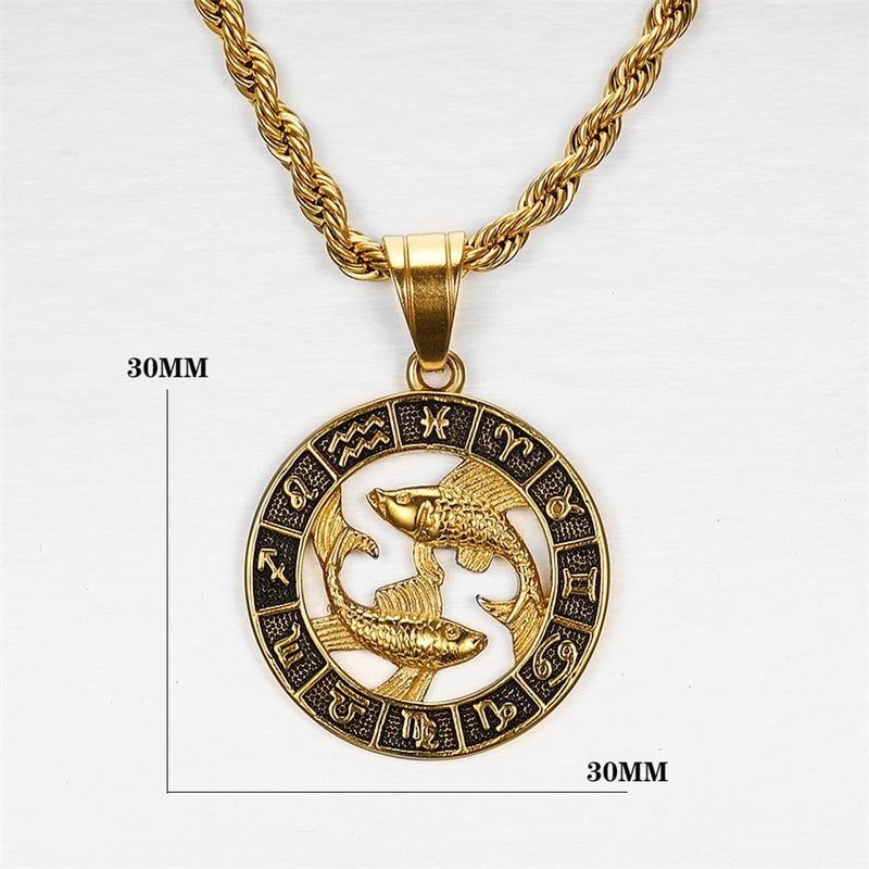 12 Sternzeichen Horoskop Anhänger Halsketten für Herren Damen Gold Widder Leo 12 Konstellationen Dropshipping Halskette Schmuck