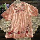 Sommer Frauen mexikanische bestickte Blumen Bauernbluse Vintage ethnische Tunika Boho Hippie Kleidung Tops Blusa Feminina