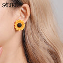 SMJEL Cartoon Sunflower Earings for Women Fashion Big Sun Flower Statement Earring Korean Studs Jewelry Best Friend Gifts