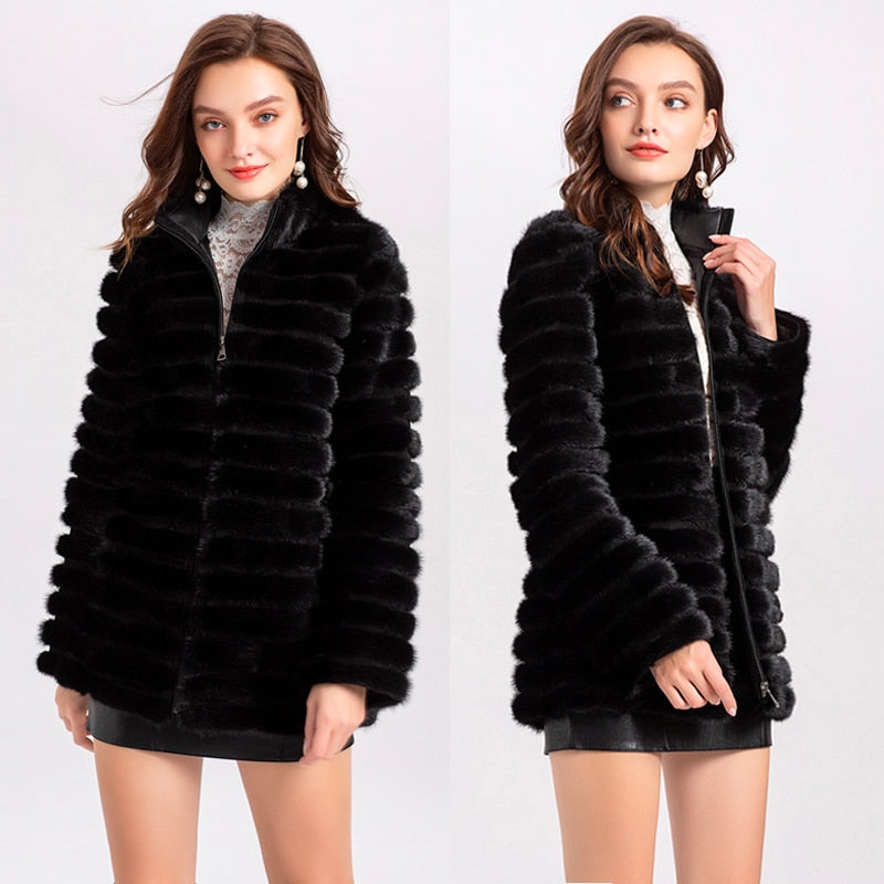 Natural Mink Coats Women Winter Real Fur Mink Jacket Female Genuine Fur Coat Hooded Black Fashion Luxury Clothes Ladies 2022 New