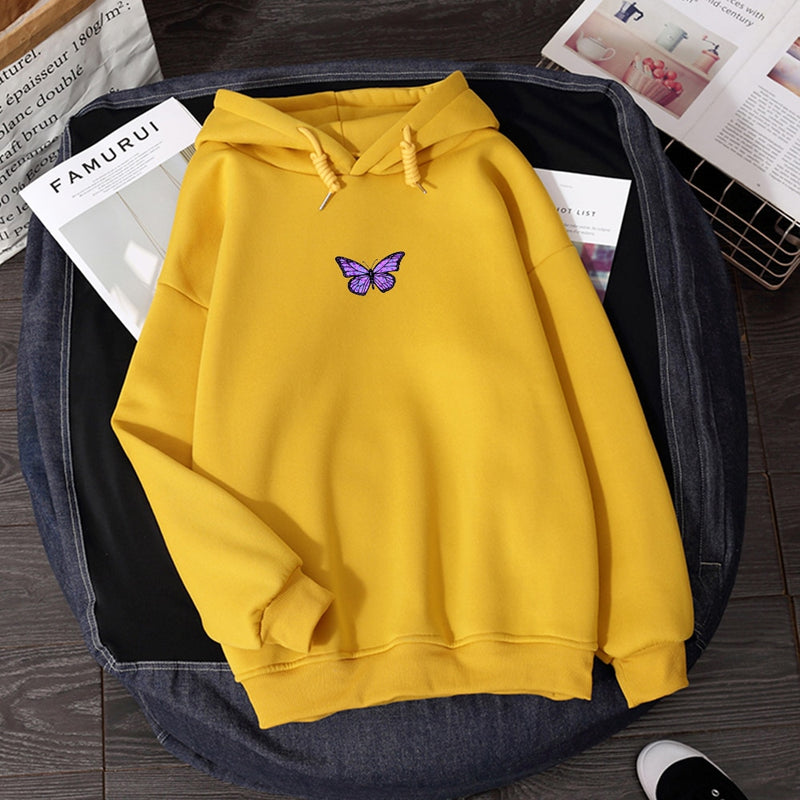 Damen Sweatshirts Hoody Butterfly HOODIE NEU 2020 Student's Vielseitiges Top Kpop Hiphop Sweatshirt Literarischer Vintage Kapuzenmantel