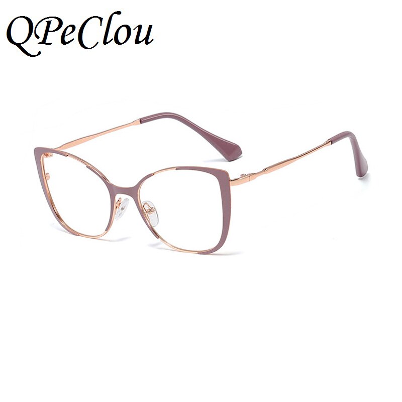 QPeClou Unique Vintage Cat Eye Glasses Women 2019 Retro Metal Cateye Eyeglasses Frames Female Clear lens Optical Oculos Gafas