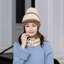3 unids/set sombreros de invierno para mujeres con máscara de respiración 2 en 1 sombrero de punto niña pompones sombrero cálido añadir piel forrada sombrero de invierno protector