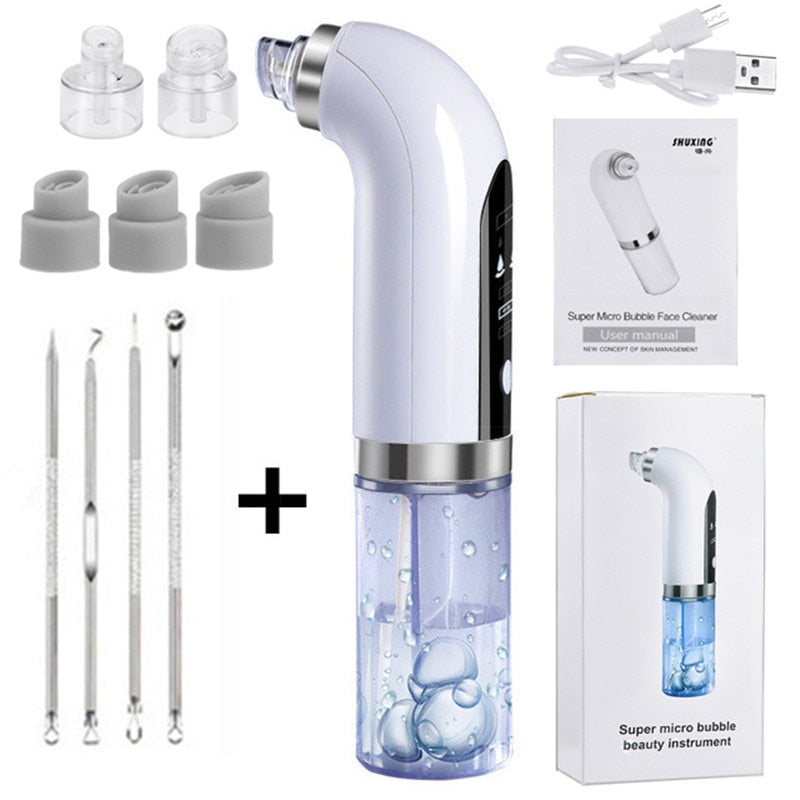 Removedor de espinillas eléctrico de burbujas pequeñas, ciclo de agua recargable por USB, herramienta de limpieza Facial de succión al vacío para eliminación de espinillas y acné