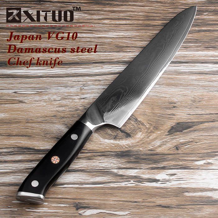 Qualität Japan VG10 Damaskus Stahl Küchenmesser G10 Griff + Pflaumenblüte bestes Geschenk Kochmesser scharf Cleaver Santoku Kochwerkzeug