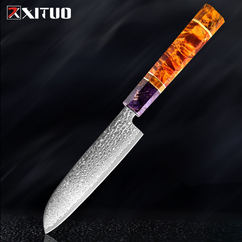 XITUO Chef's Nakiri cuchillo 67 capas japonés Damasco acero Damasco Chef cuchillo 8 pulgadas Damasco cuchillo de cocina madera solidificada HD